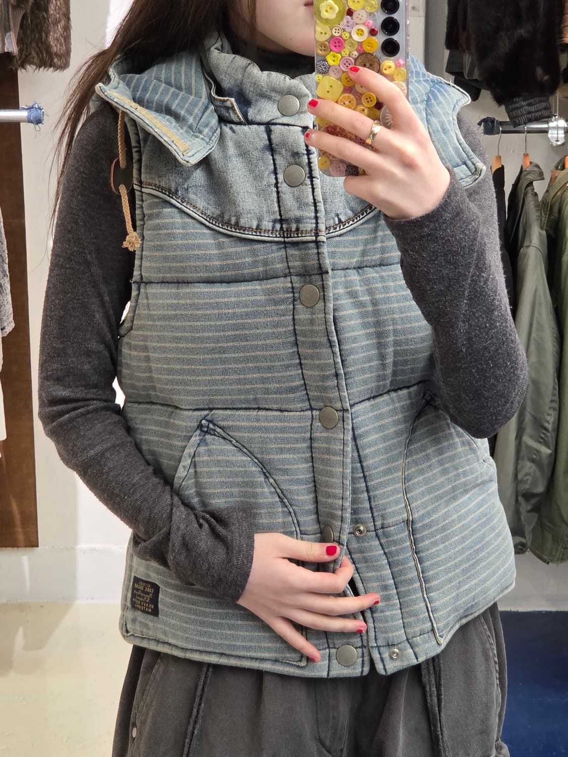 CubeSugar Japan 데님 패딩 베스트 상품이미지4