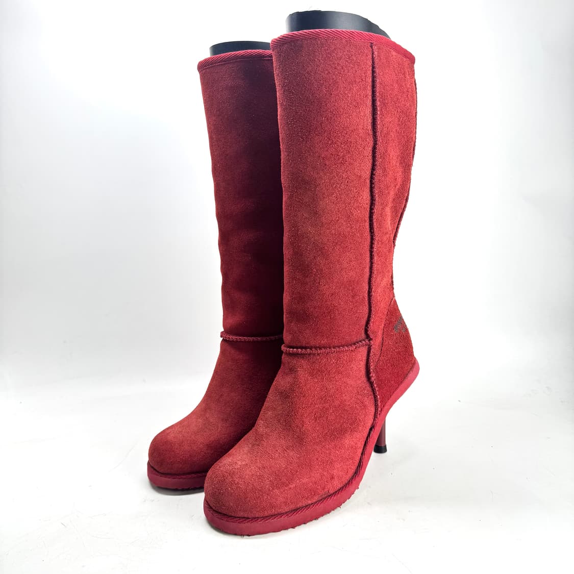 240)미네통카 레드 스웨이드 롱 어그부츠 힐 상품이미지3