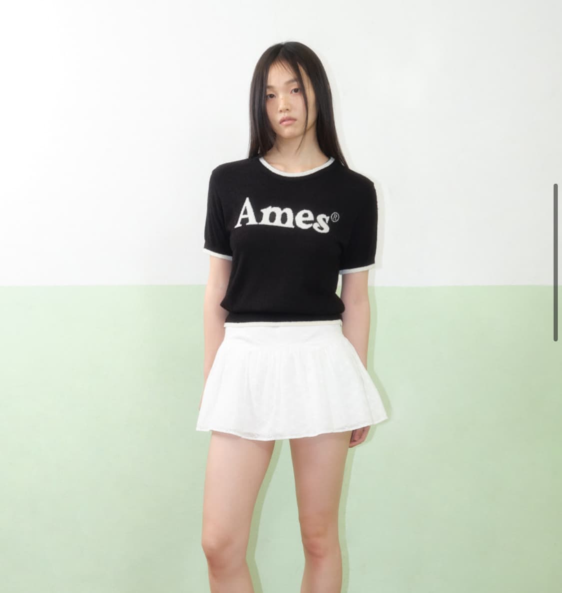 Ames(아메스) 베이직 로고 니트 반팔 상품이미지2