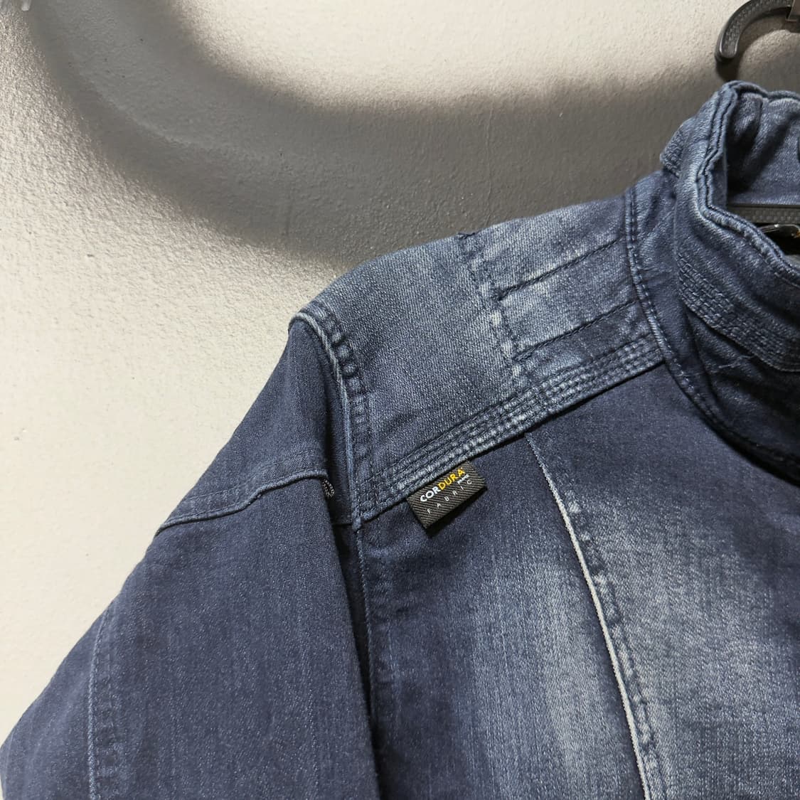 Cordura 스판덱스 데님 크롭 싱글 바이커 자켓 상품이미지4
