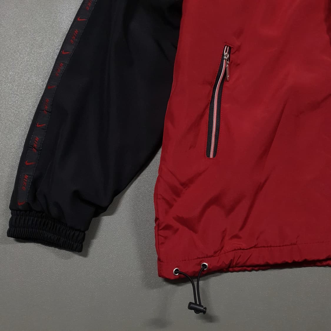 90s 나이키 버건디 레드 올드스쿨 바람막이 윈드브레이커 후드 자켓 M 상품이미지3