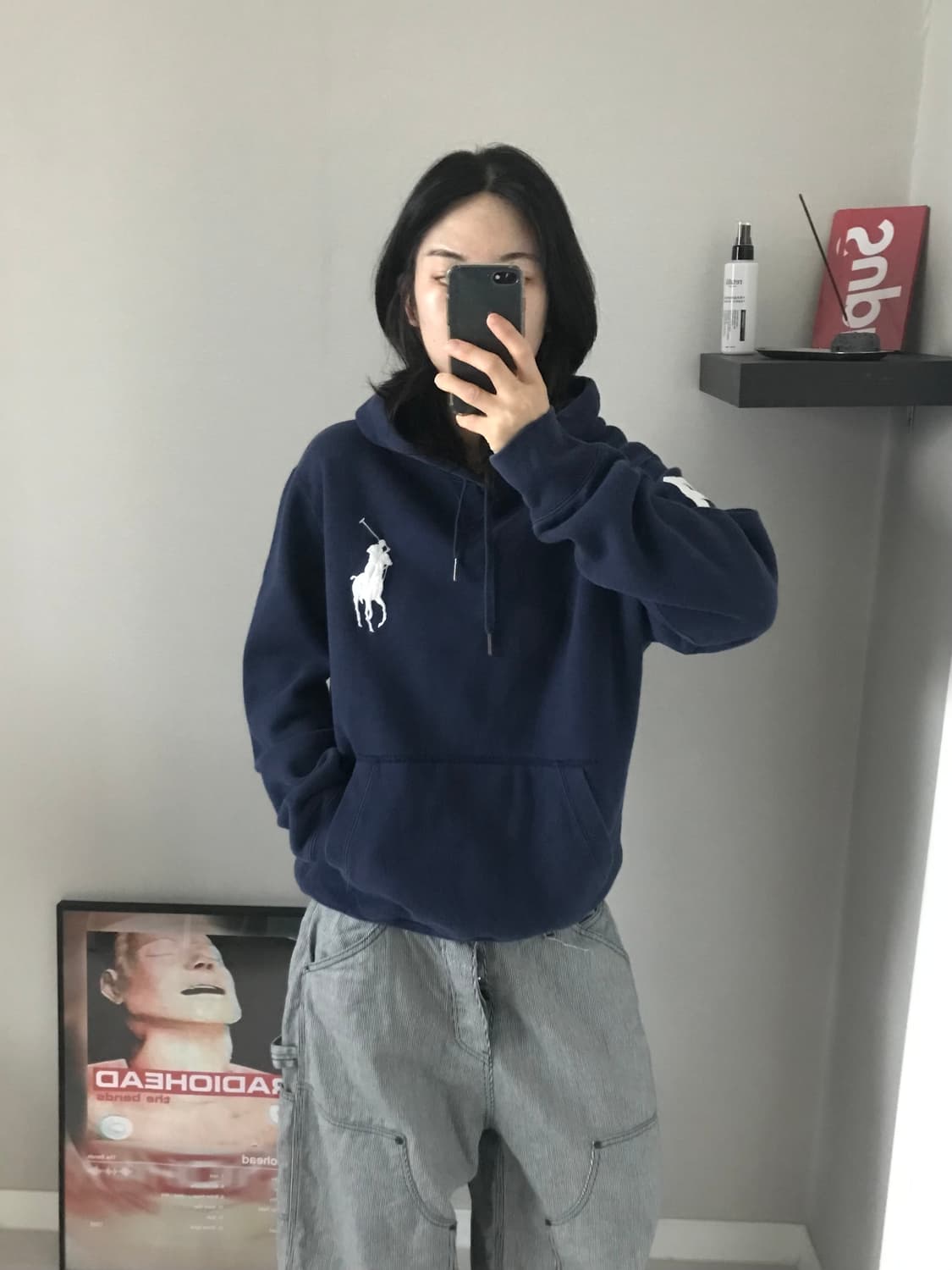 (주)서광 폴로 랄프로렌 빅포니로고 네이비 써멀 헤비 후드티 상품이미지4