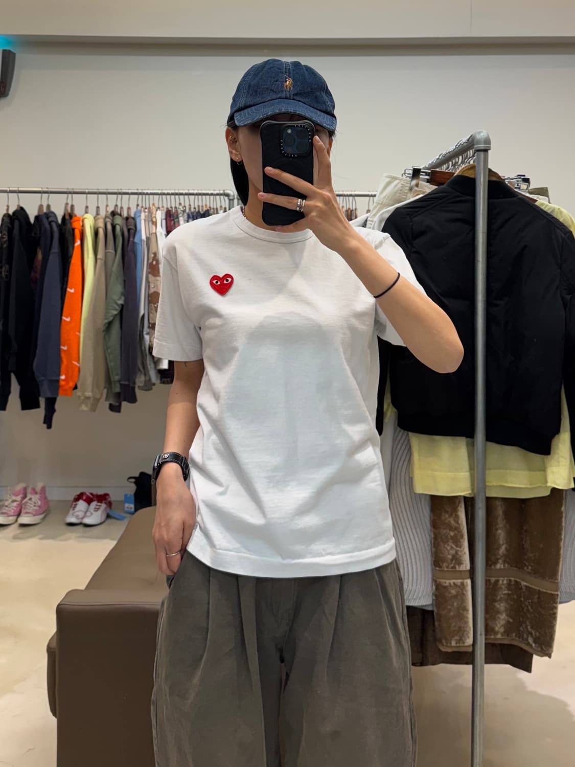 꼼데가르송 레드하트 반팔 화이트 상품이미지5