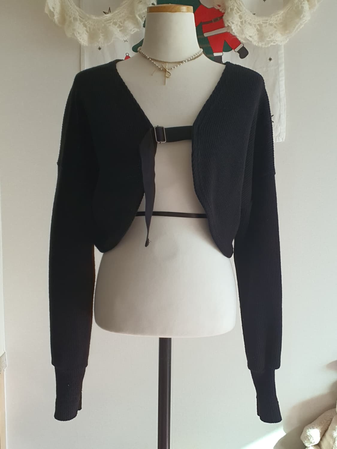 [빈티지] 블랙 니트 볼레로 가디건 상품이미지1