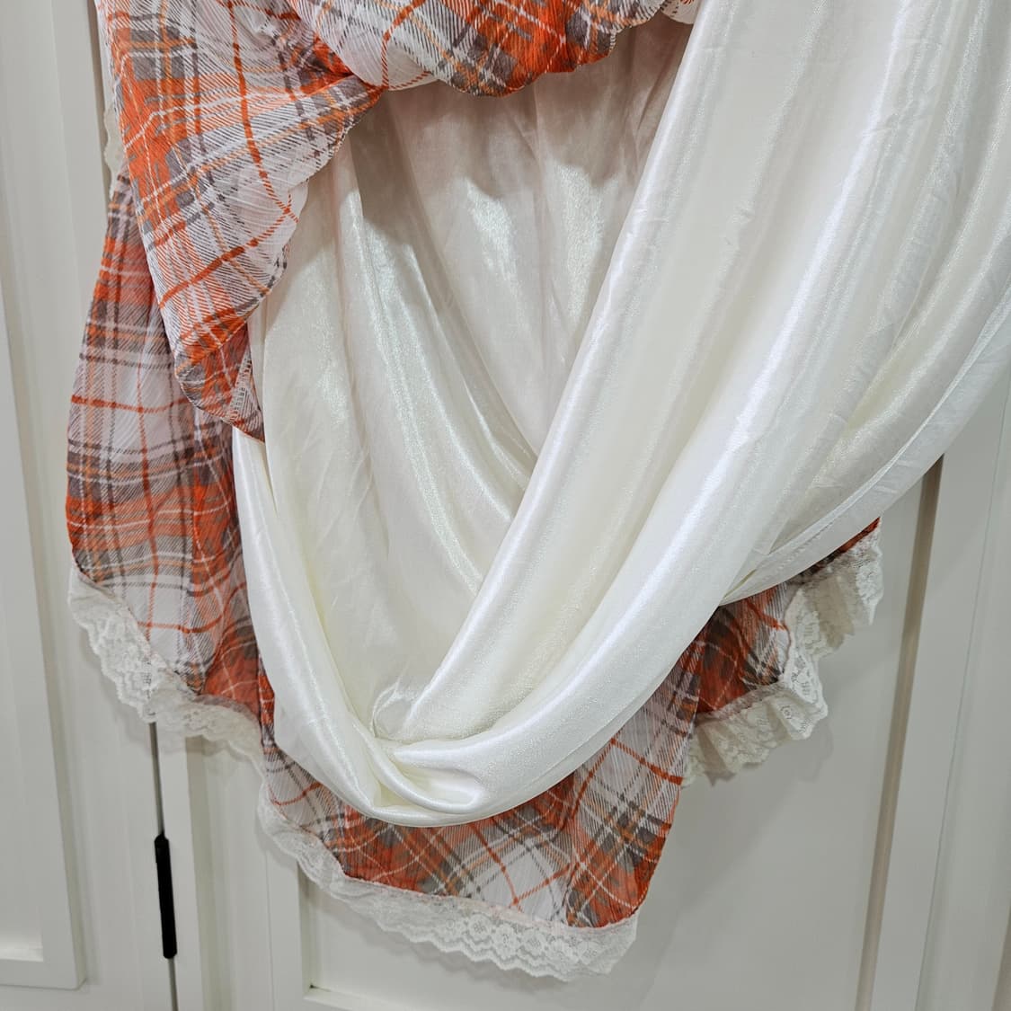 오렌지 체크 끈 캉캉 원피스 상품이미지6