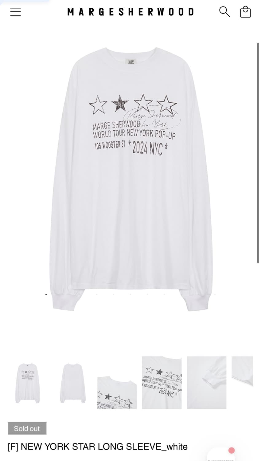 마지셔우드 NEW YORK STAR LONG SLEEVE_white 상품이미지1