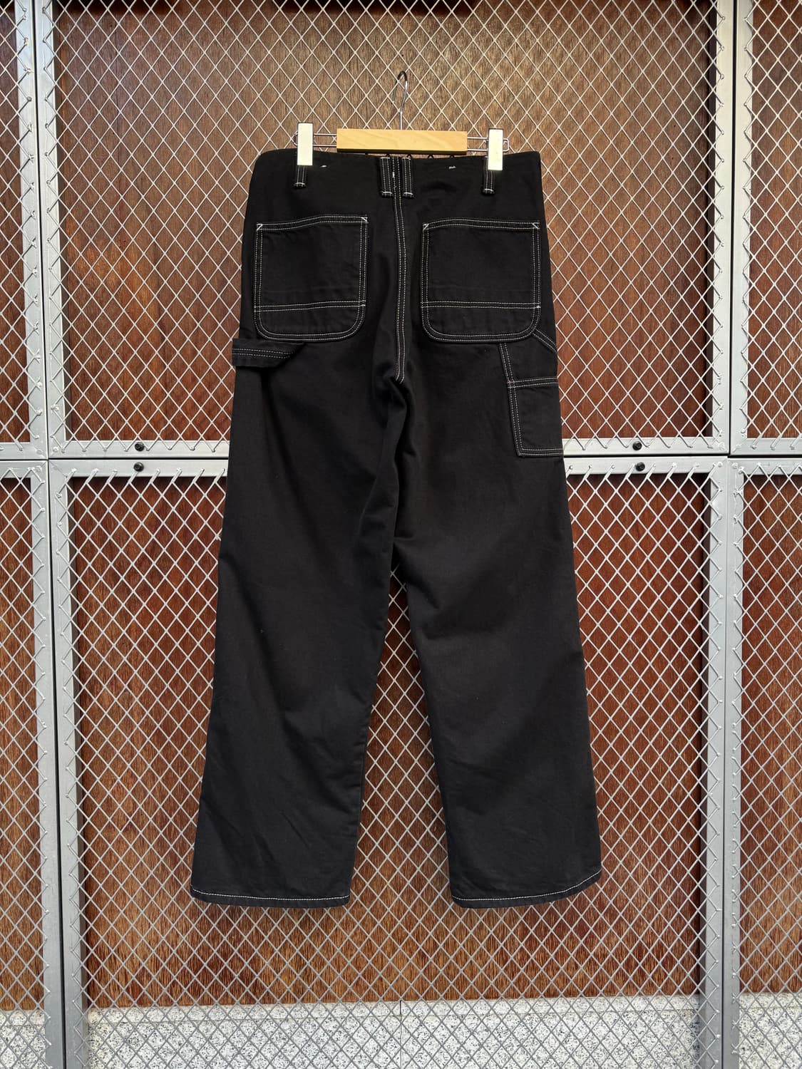 zara 자라 스냅버튼 카펜터 와이드 블랙 스티치 데님 팬츠 30 상품이미지4