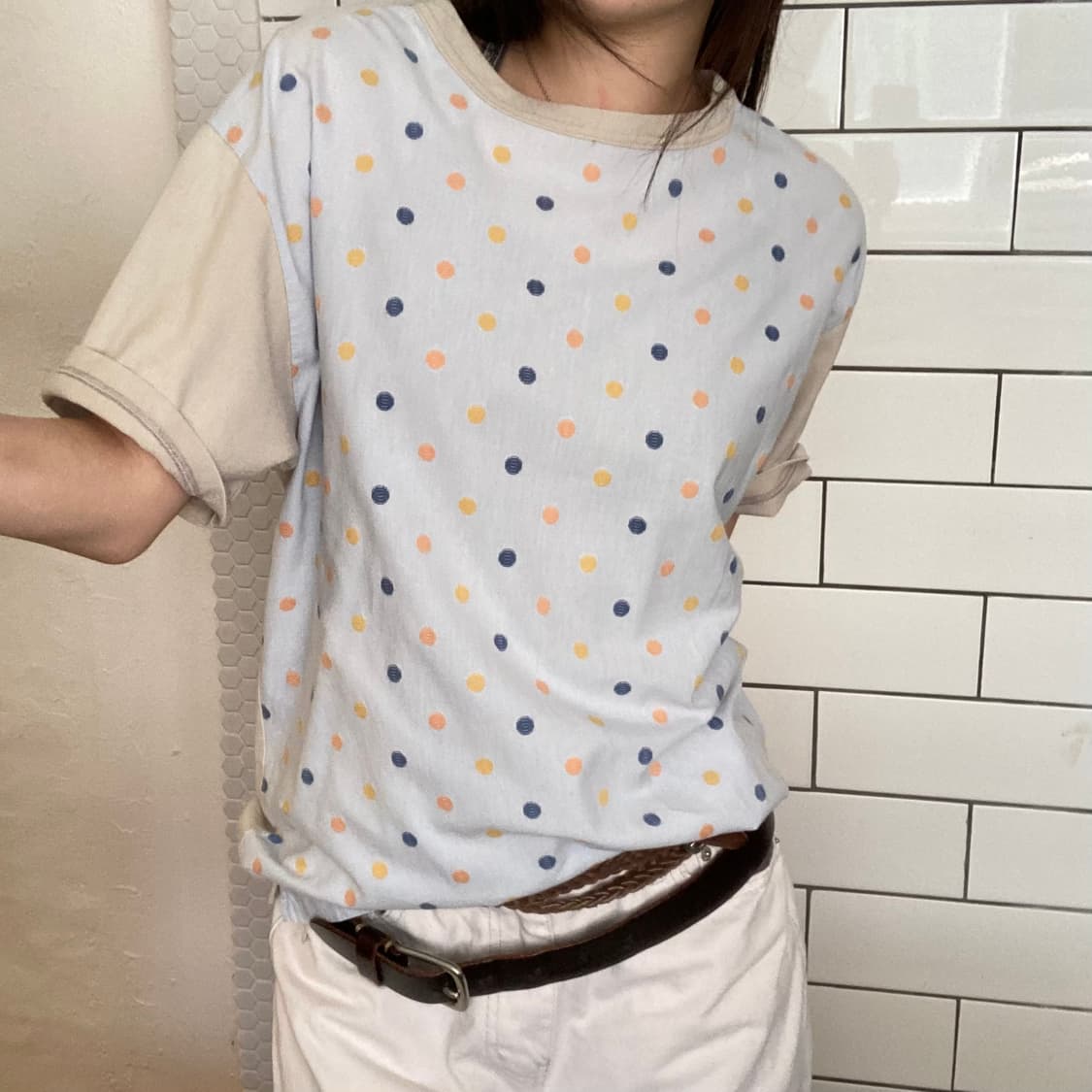 쉽스 그래픽 도트 프린팅 반팔 티셔츠 상품이미지6