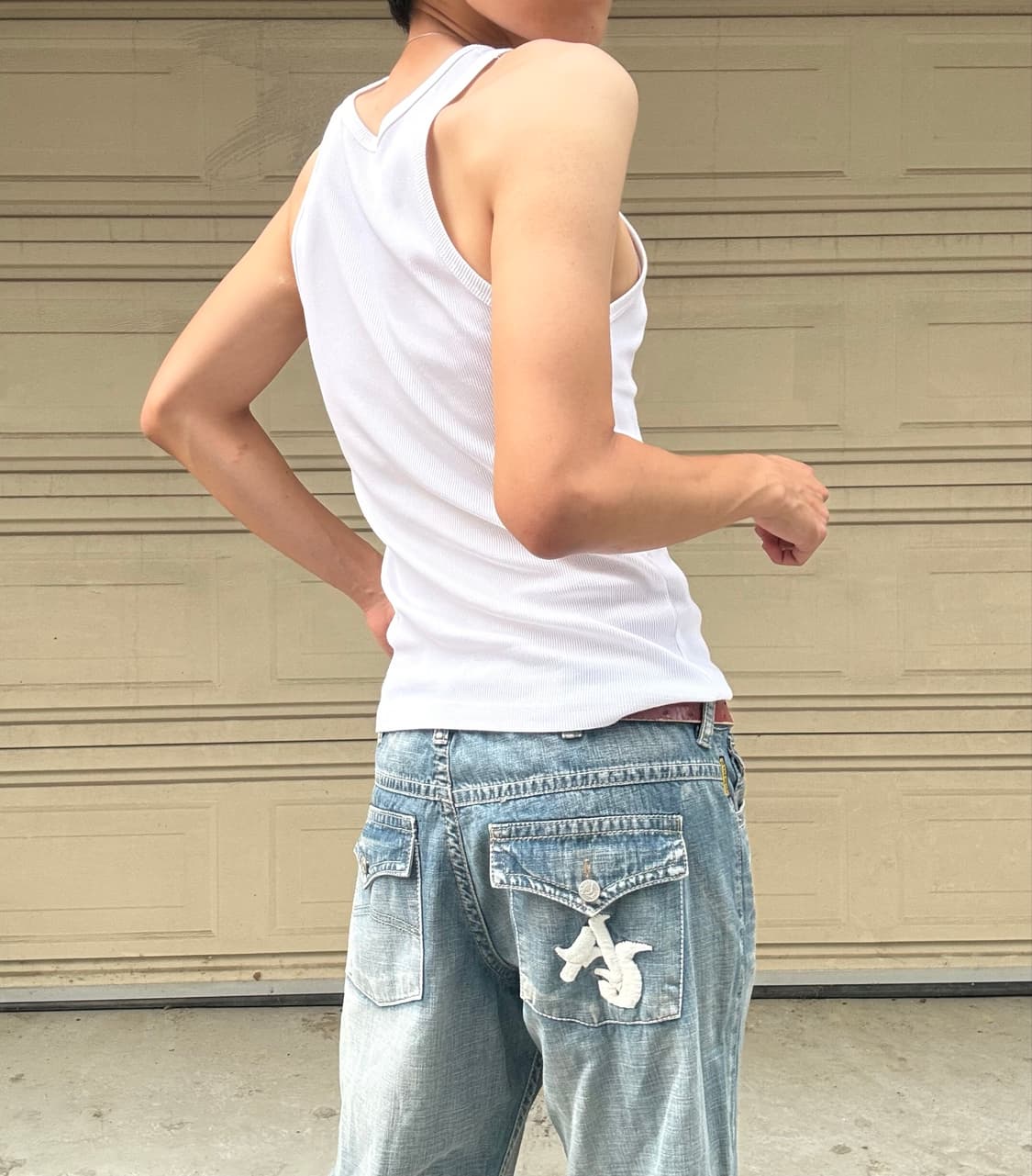 00s Armani big letter wide jeans 상품이미지5