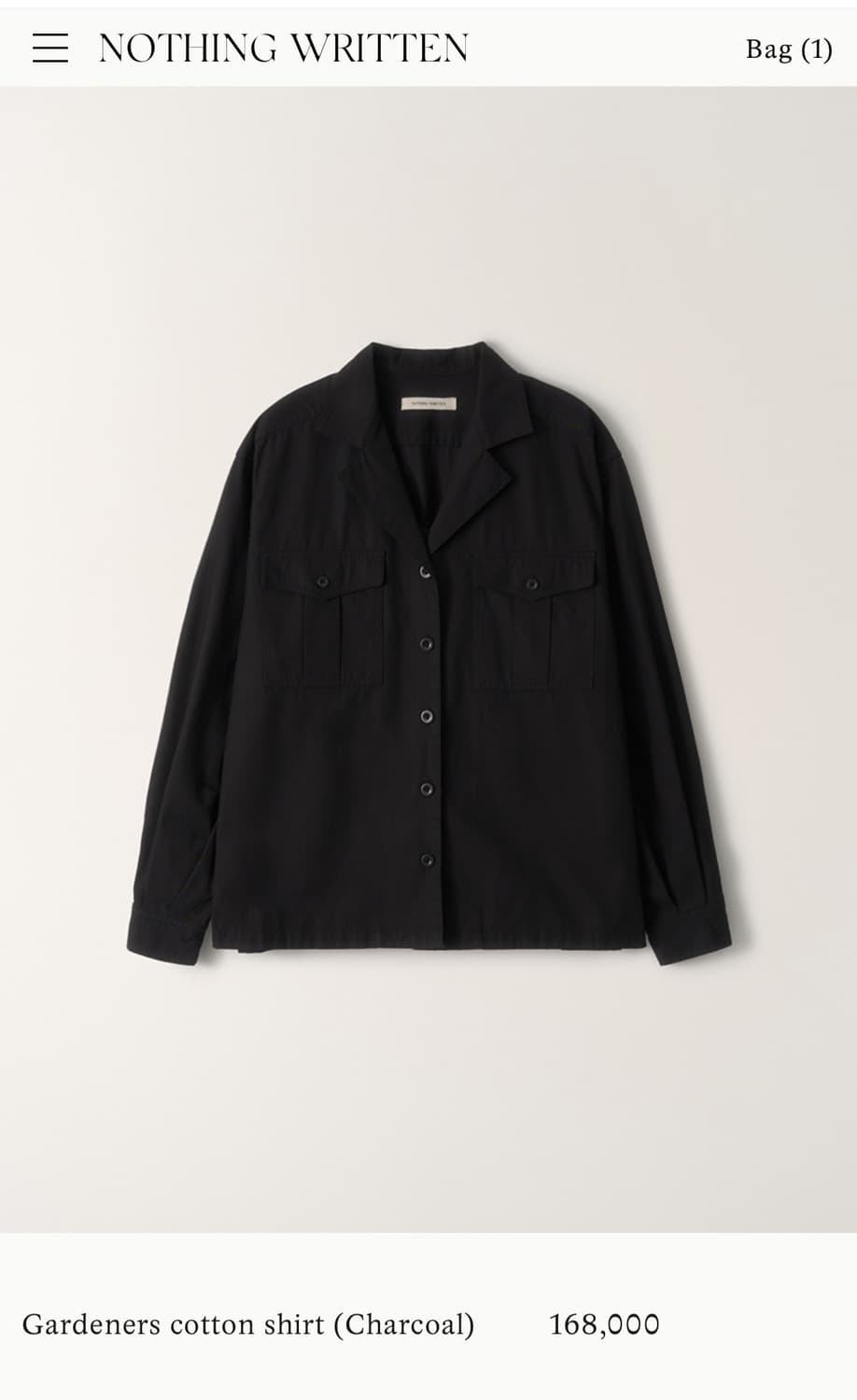 낫띵리튼 Gardeners cotton shirt (Charcoal) 상품이미지1