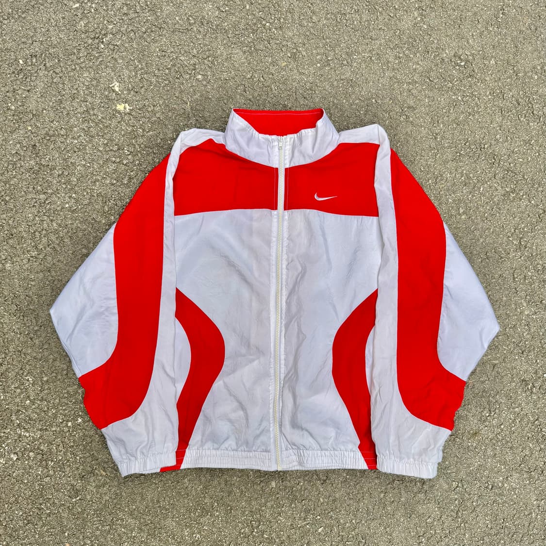 90s 나이키 대대장 올드스쿨 흰빨 트랙자켓 오버핏 바람막이 XL 상품이미지7