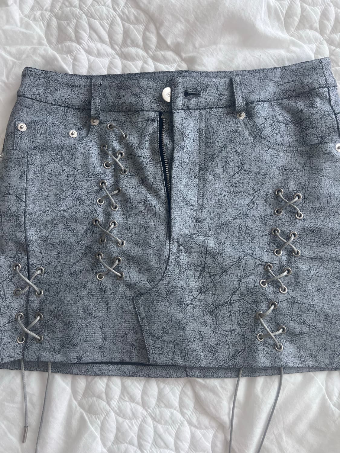 yeel EYELET MINI SKIRT GRAY 상품이미지4