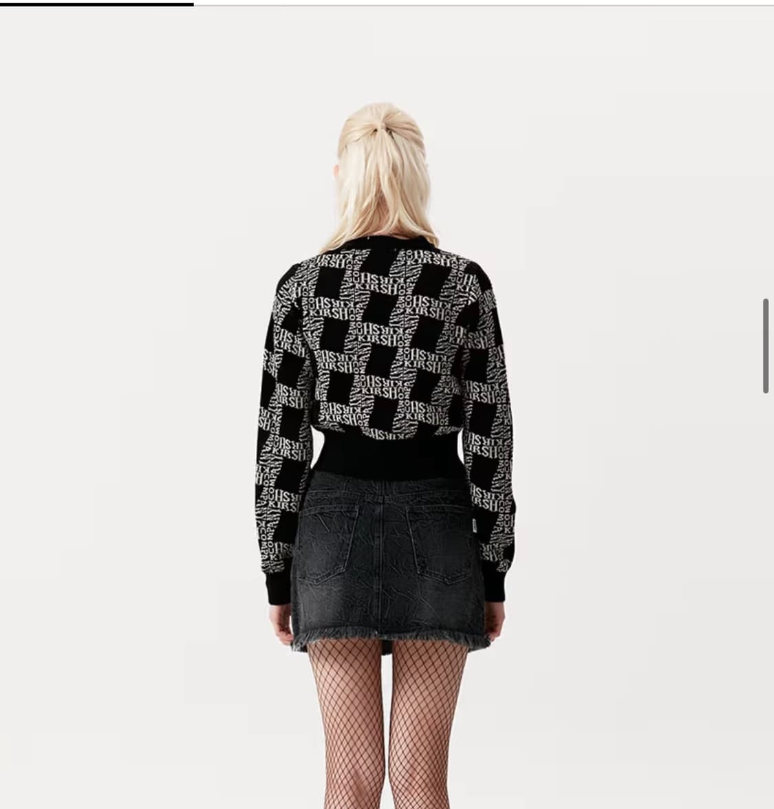 키르시 스파이럴 자카드 니트 가디건 블랙 상품이미지5
