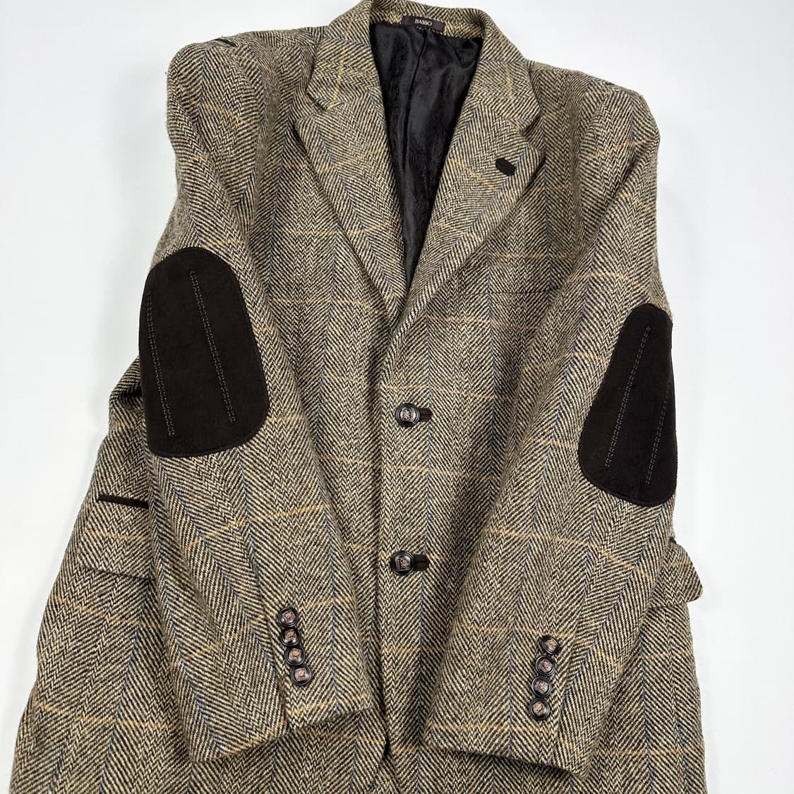 VTG 빈티지 오버핏 엘보우패치 헤링본 블레이져 여성L 상품이미지3