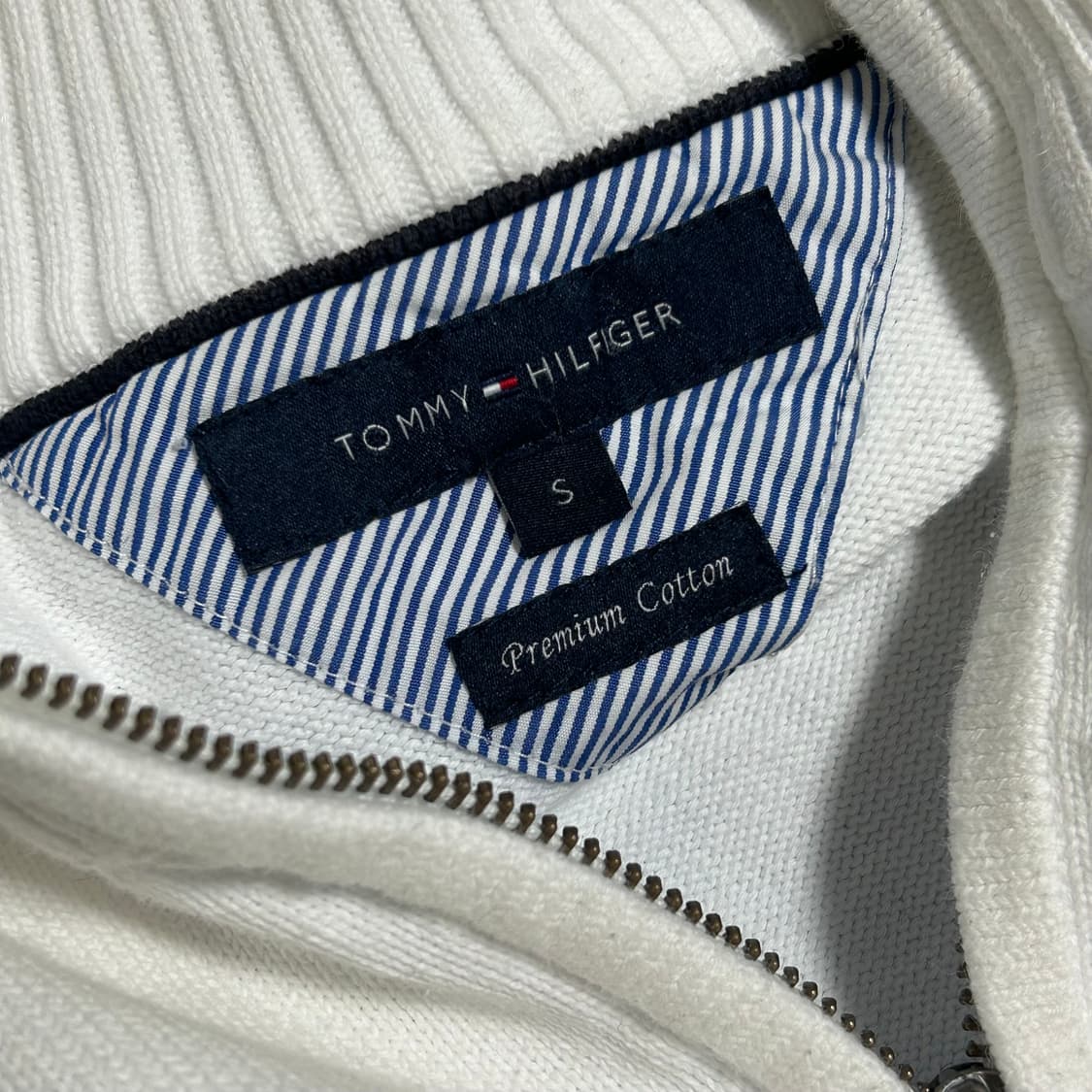 타미힐피거 터틀넥 목폴라 투웨이 니트 집업 화이트 S 상품이미지7