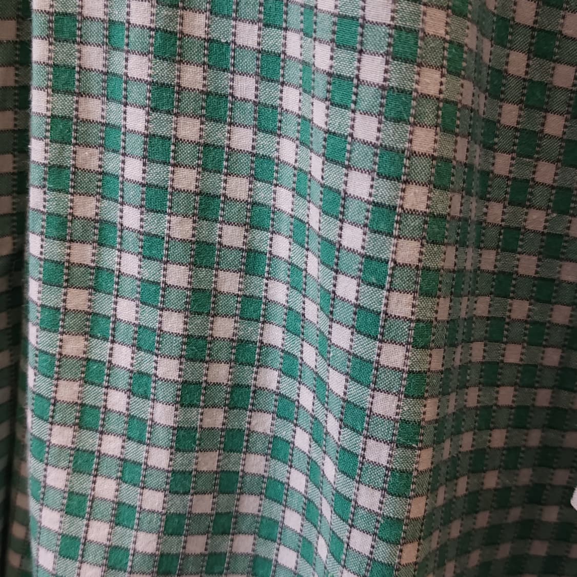 60s 프랑스 워크셔츠 가드너 빈티지 셔츠 그린 체크 롱 튜닉 셔츠 L 상품이미지10