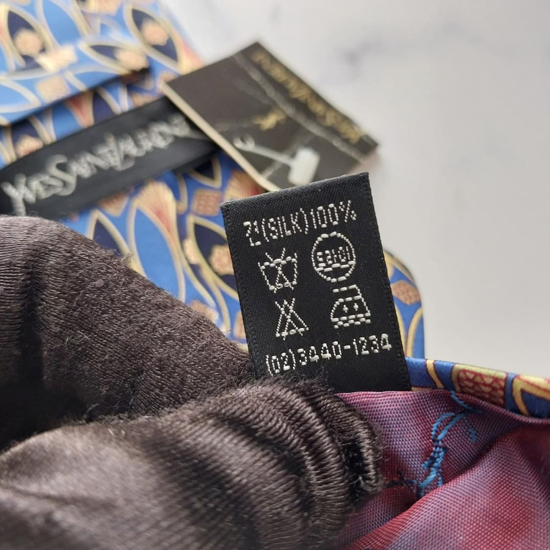 입생로랑 실크 블루 아르데코 패턴 넥타이 9.7cm 새제품 K1825
 상품이미지10