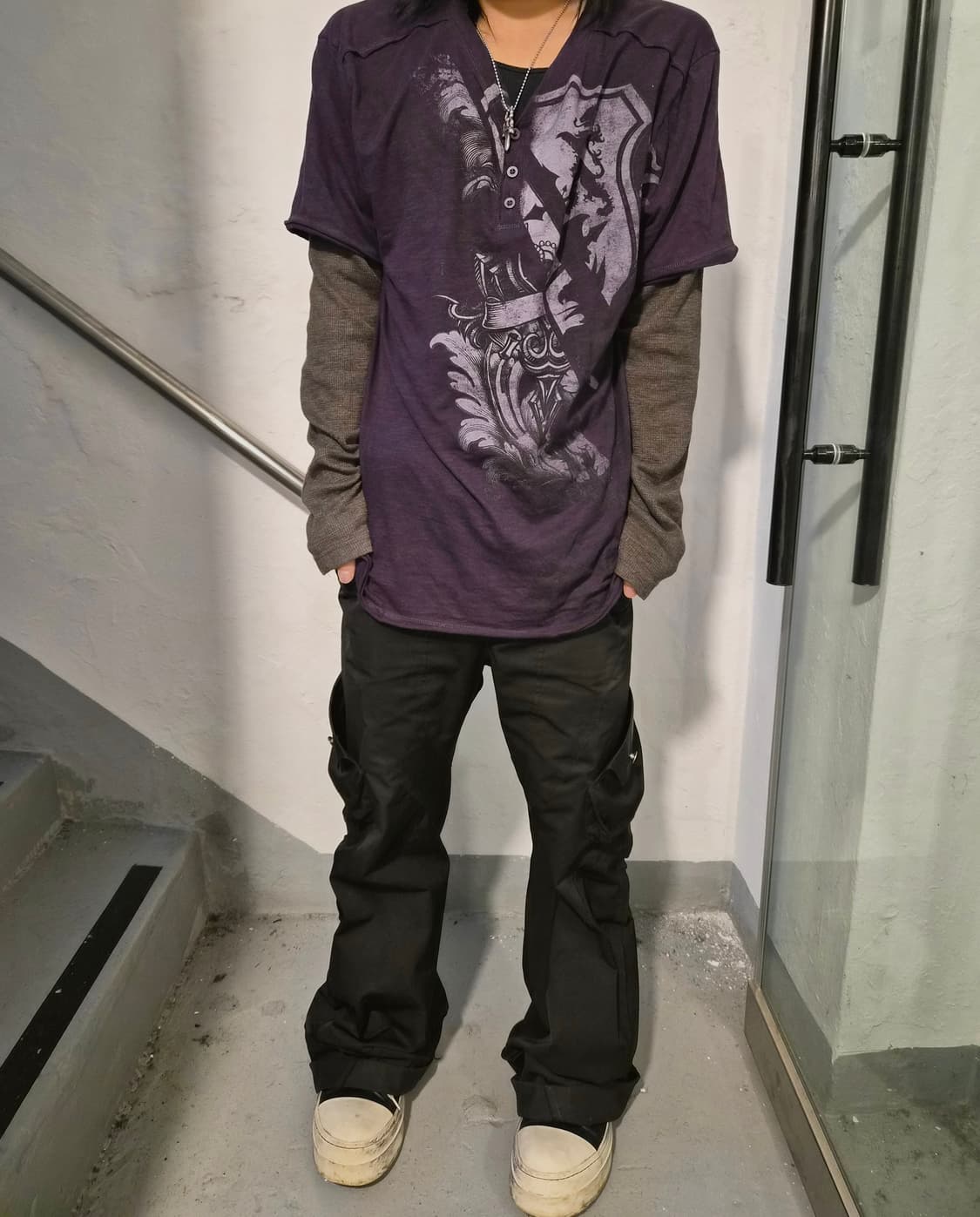 Y2k 레이어드 프린팅 롱슬리브 상품이미지1