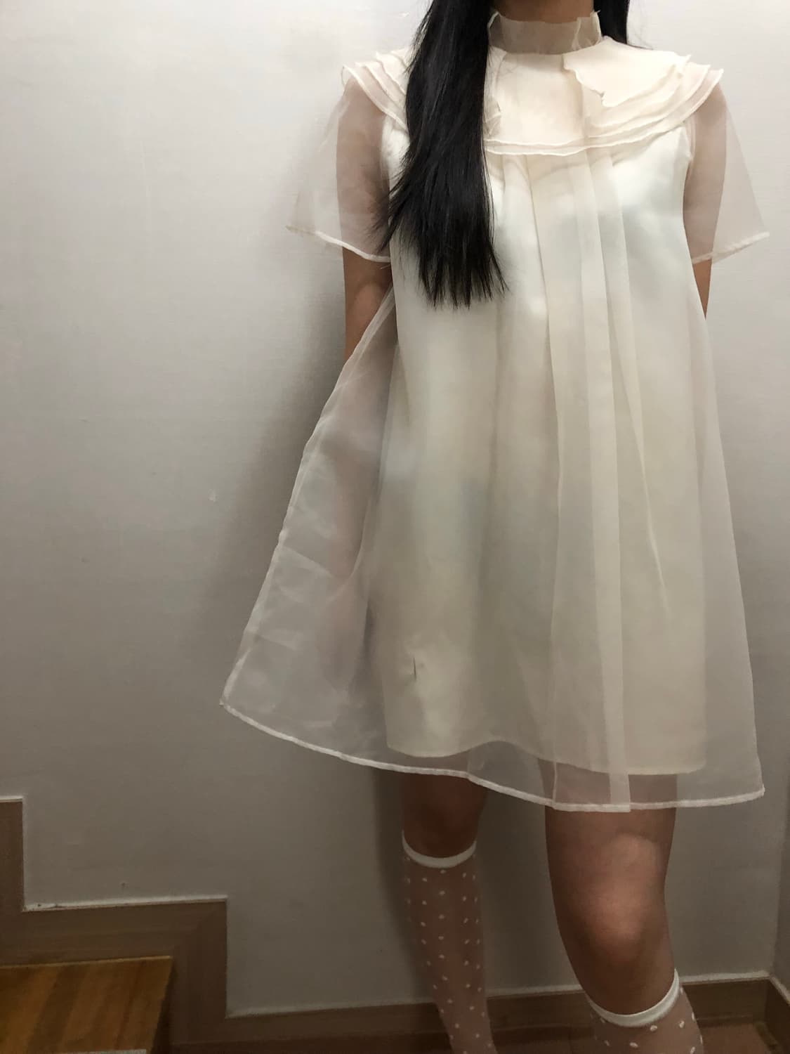 빈티지 화이트 레이스 미니 원피스 상품이미지3