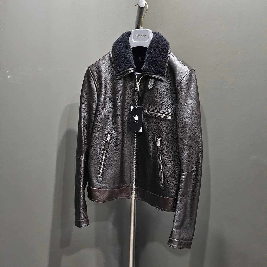 톰포드 시어링 카라 지퍼 레더트리밍 송중기 가죽자켓(퍼 탈부착) 상품이미지4