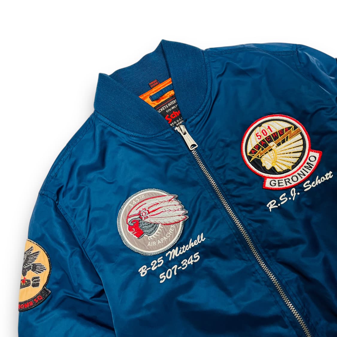 쇼트 인디안 자수 아처 아피치 Ma-1 네이비 자켓 상품이미지3