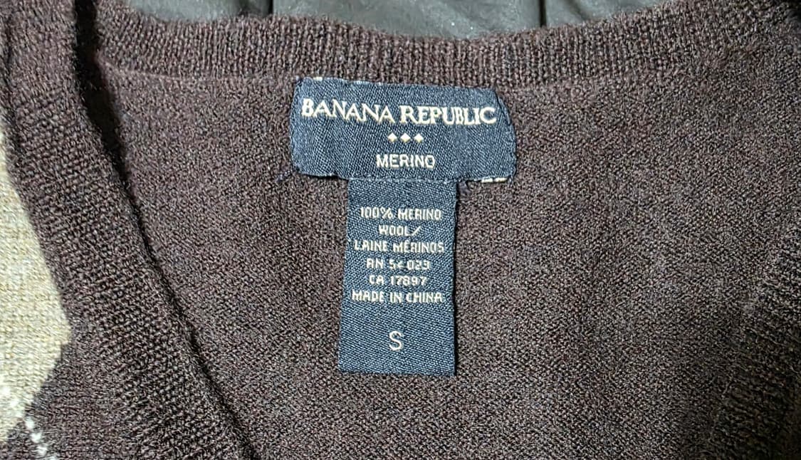 바나나 리퍼블릭 아가일 브이넥 울니트 95사이즈 상품이미지4