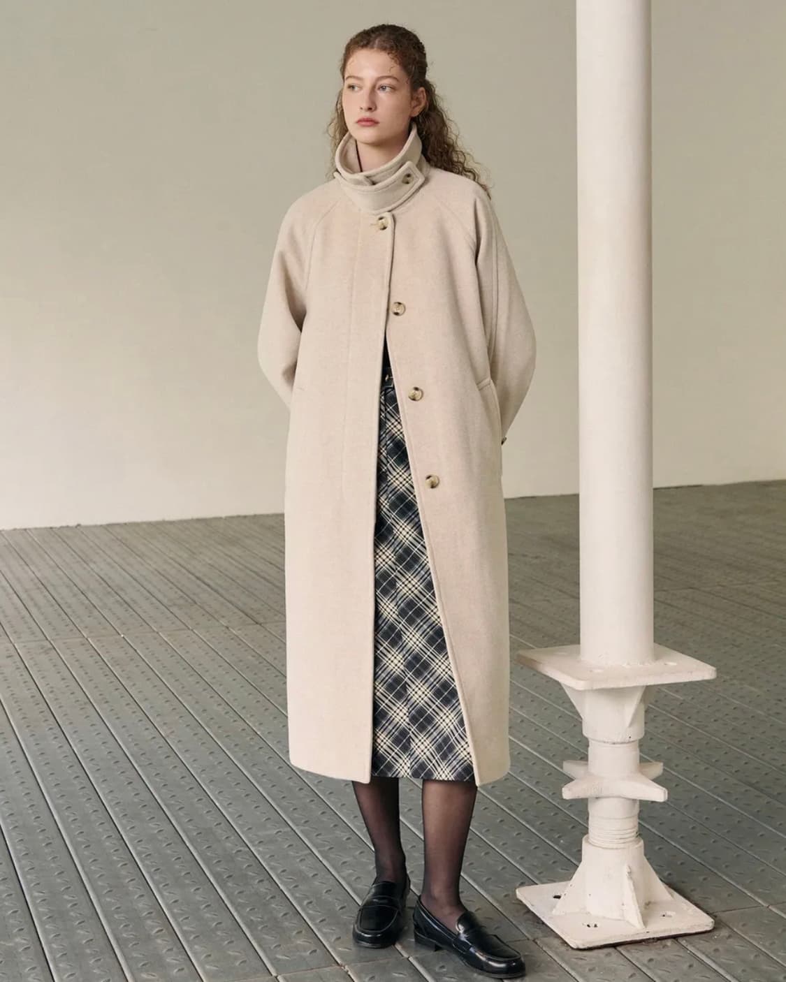 드로우핏 우먼 발마칸 캐시미어 울 롱 코트 블랙 검정 S 90 하이넥 상품이미지4