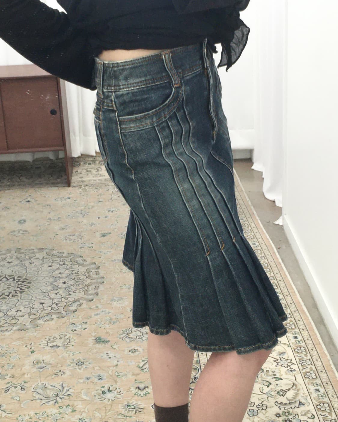 데님 머메이드 미디 스커트 상품이미지2