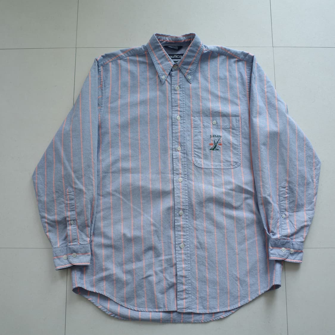 90s 빈티지 노티카 J-CLASS 스트라이프 옥스포드 셔츠 M 상품이미지3