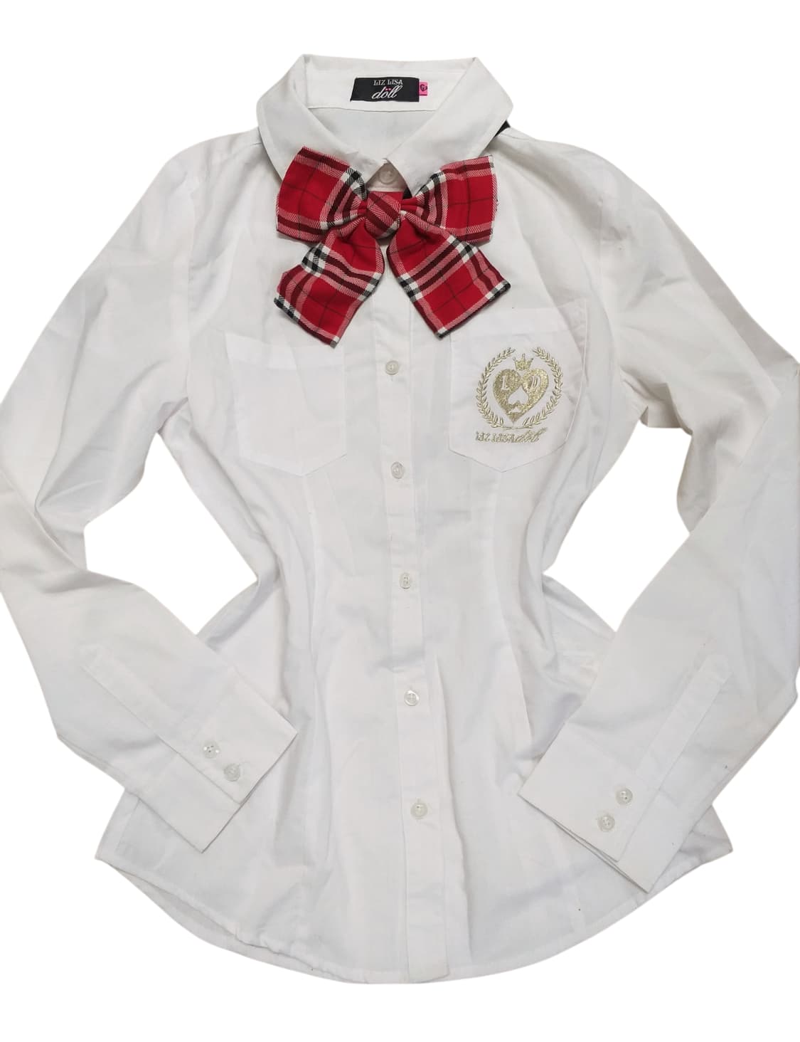 빈티지 리즈리사돌 셔츠블라우스+체크리본 세트 캐캐체 핀터깔 로맨틱히메갸루 상품이미지1