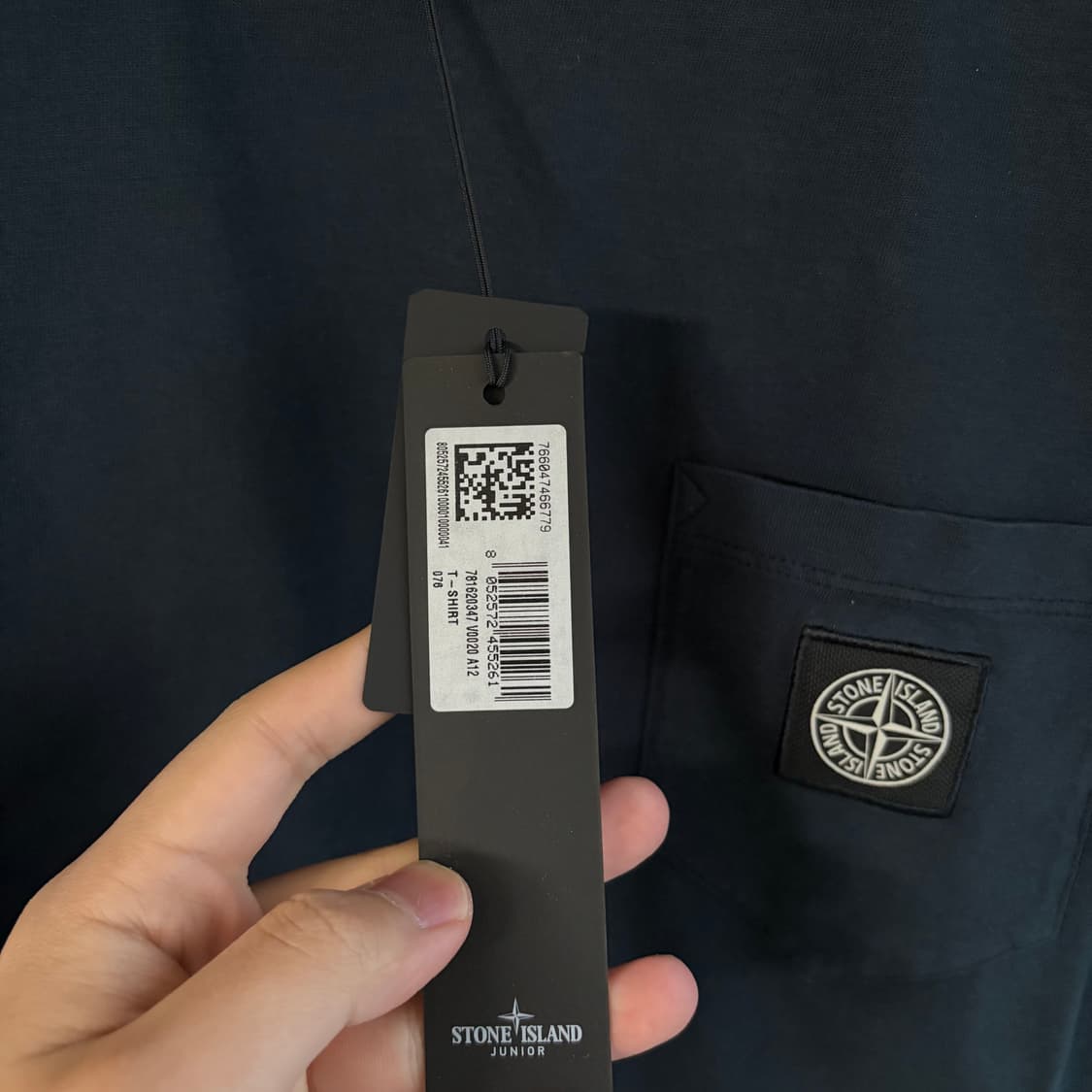[새상품]스톤아일랜드 로고 패치 포켓 반팔 티셔츠 네이비 키즈 12A 상품이미지2