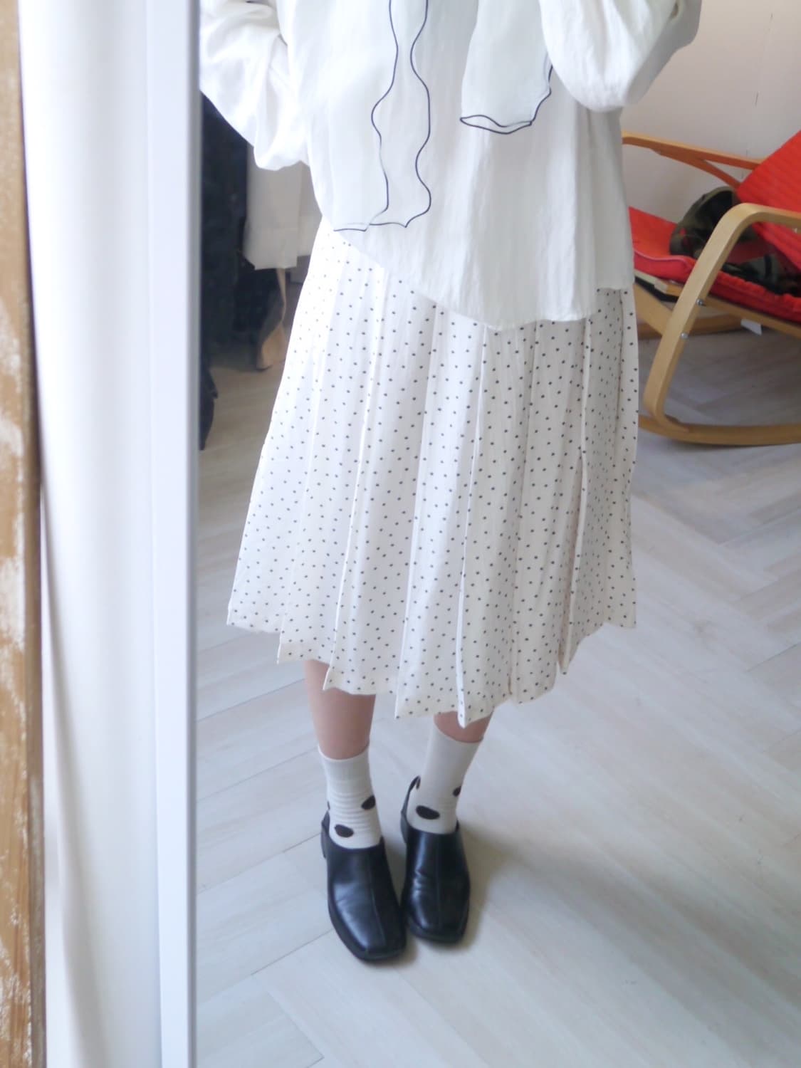 dot pattern pleats skirt 상품이미지1