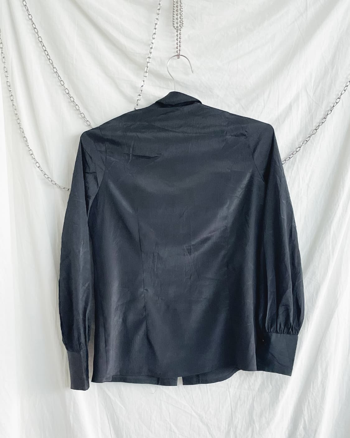 JPN VTG 빅 리본 러플 실크 블라우스 상품이미지4