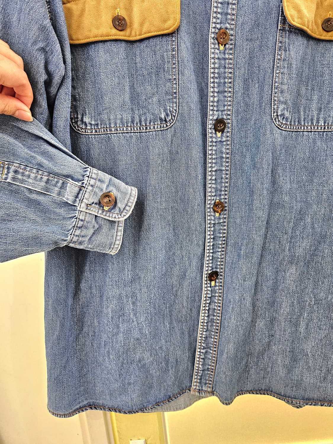 Japan 스웨이드 배색 청남방 상품이미지4