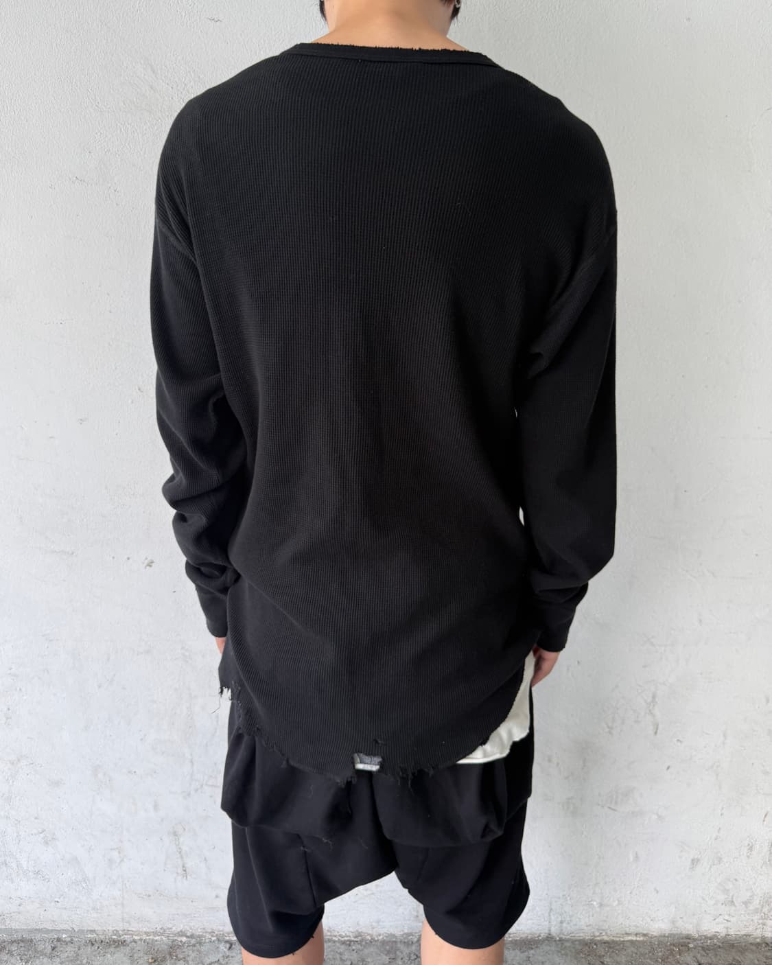 ancellm Distressed Thermal Knit Longslee 상품이미지3