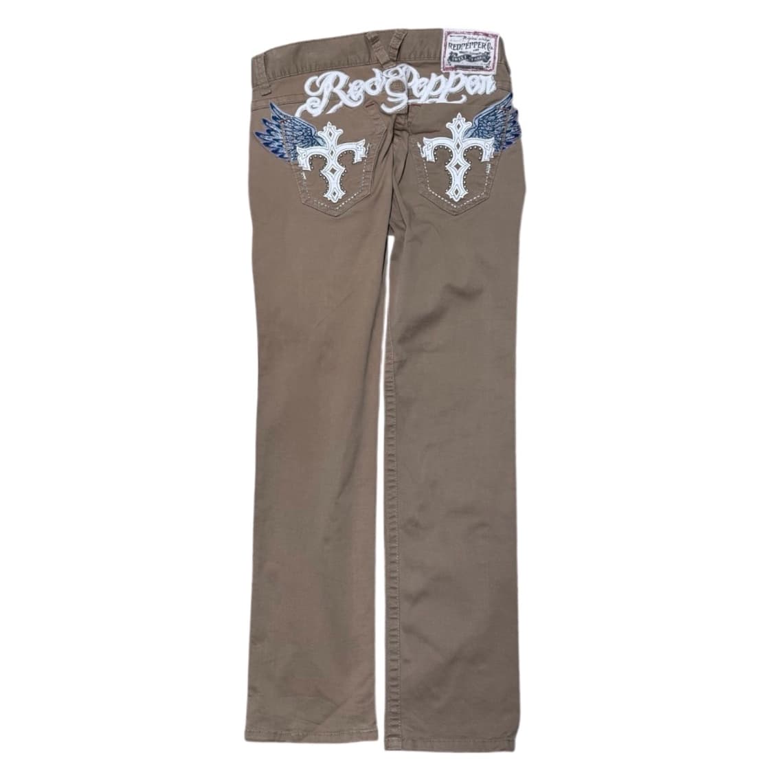 레드페퍼 y2k 락시크 십자자수 베이지 팬츠 상품이미지4