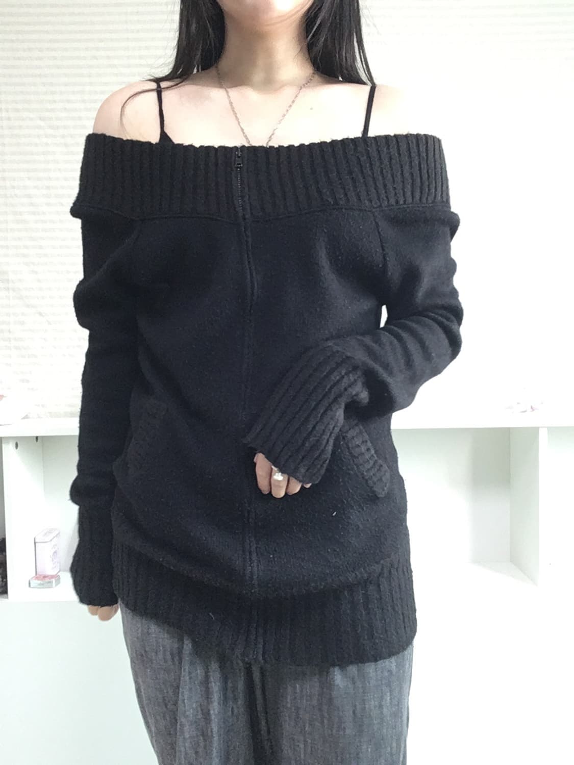 jpn vintage 블랙 니트 오프숄더 y2k 갸루 펑키 일본빈티지 상품이미지3
