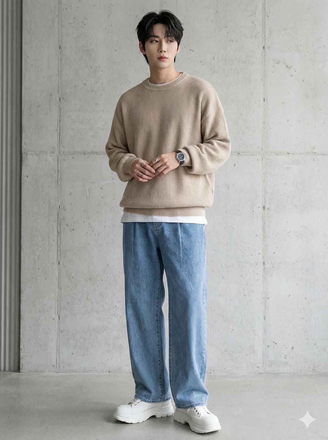 에스피오나지 x 데님인디고마스터 합작 원턱 와이드 데님 팬츠 상품이미지1