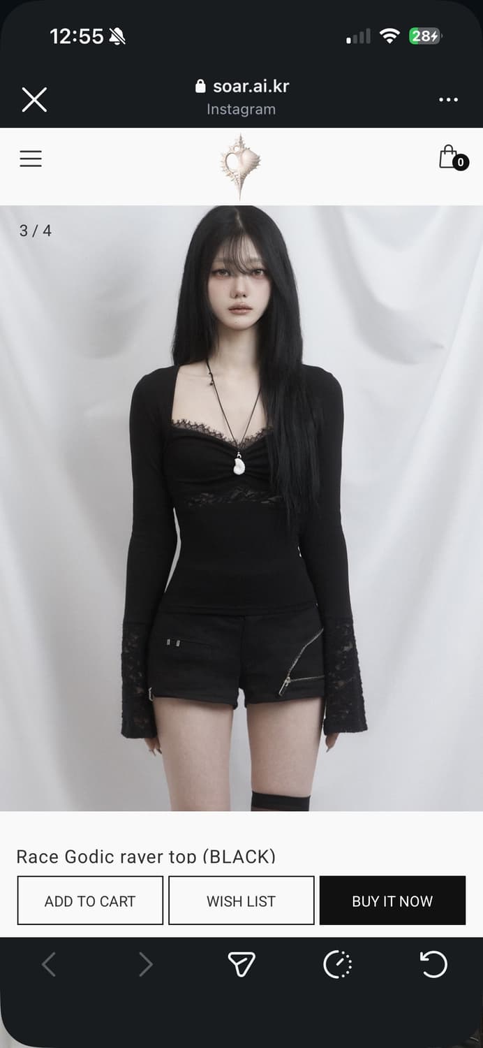 Soar 쇠아 Race Godic rayer top (BLACK) 상품이미지1