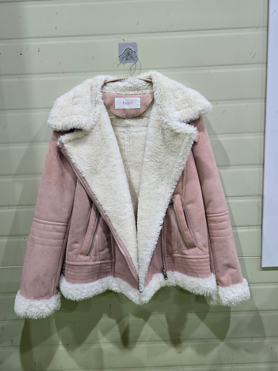 Soup 핑크 스웨이드 무스탕 자켓 상품이미지1