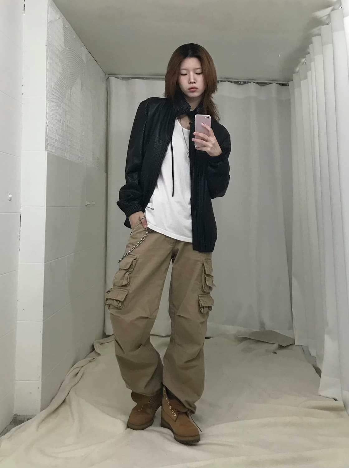 디젤 레더 후드 집업 자켓 상품이미지1