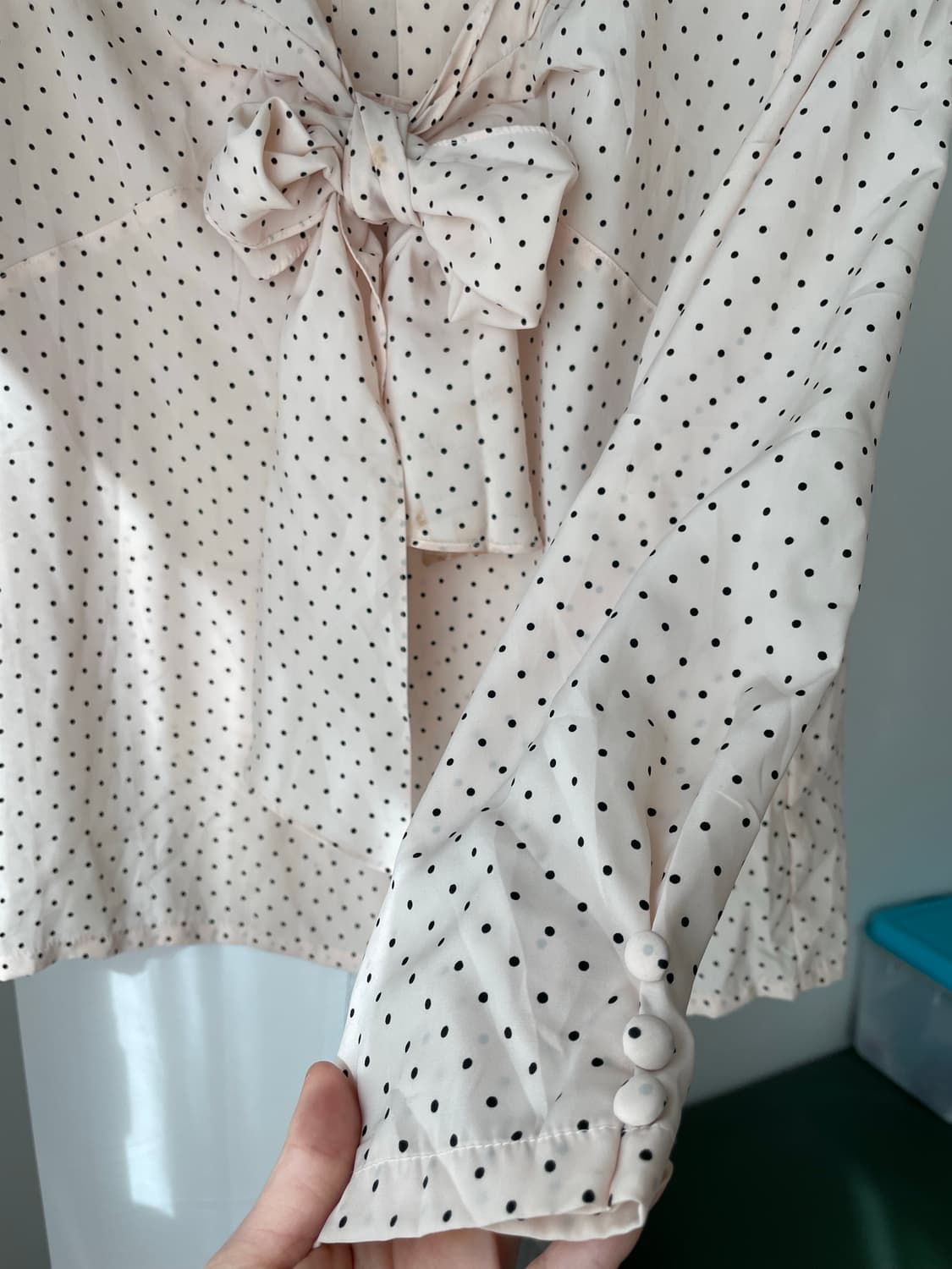 빈브로 모리걸 하객룩 라떼갸루 도트리본블라우스 상품이미지3