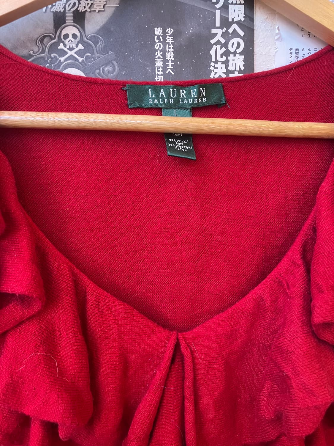 로렌랄프로렌 체리레드 9부 러플 니트 상품이미지3