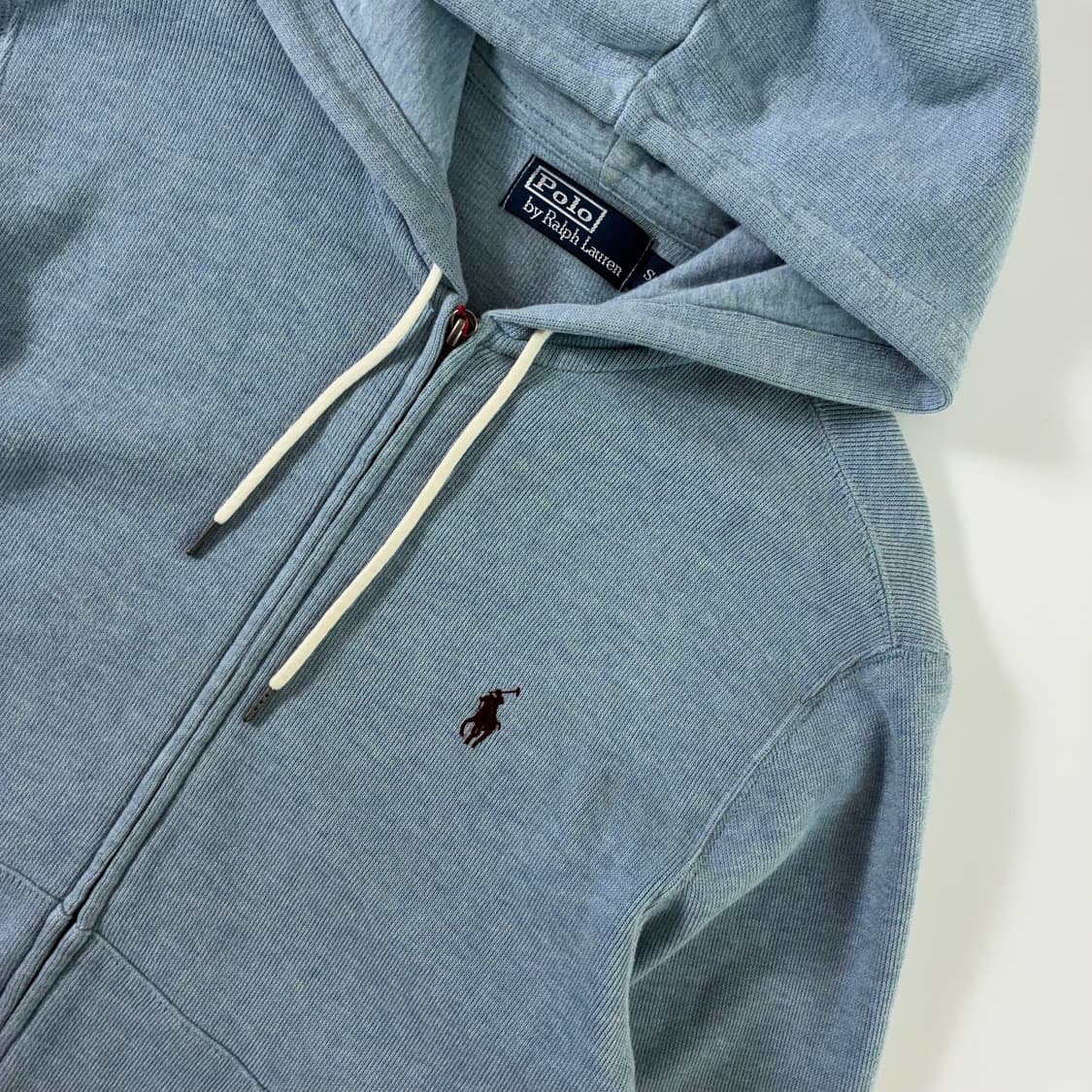 Polo  폴로 랄프로렌 자수 코튼 라이트블루 투웨이 니트후드집업 상품이미지3