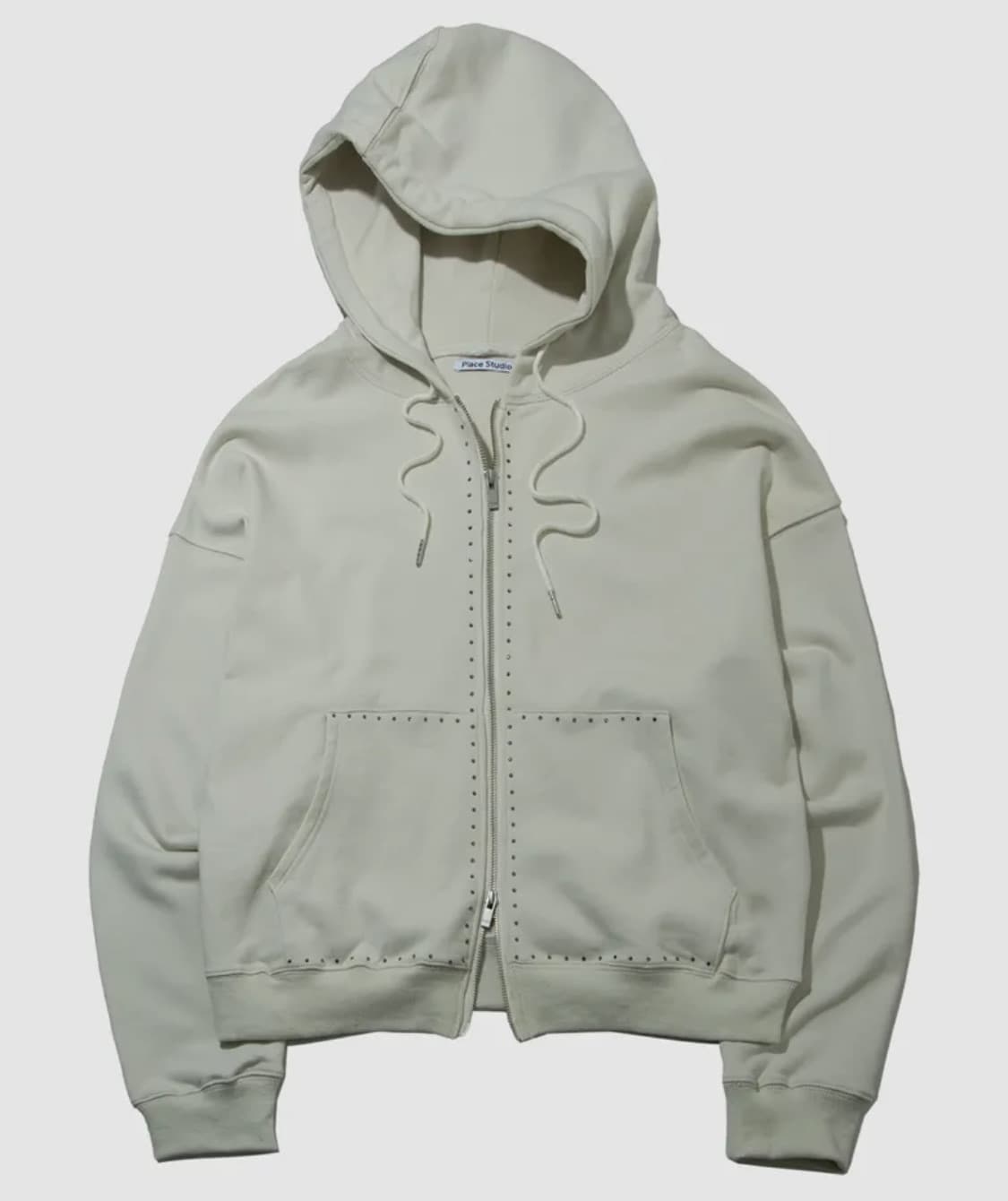 플레이스 스튜디오 절개 라인 오버핏 큐빅 후드집업 크림 상품이미지2