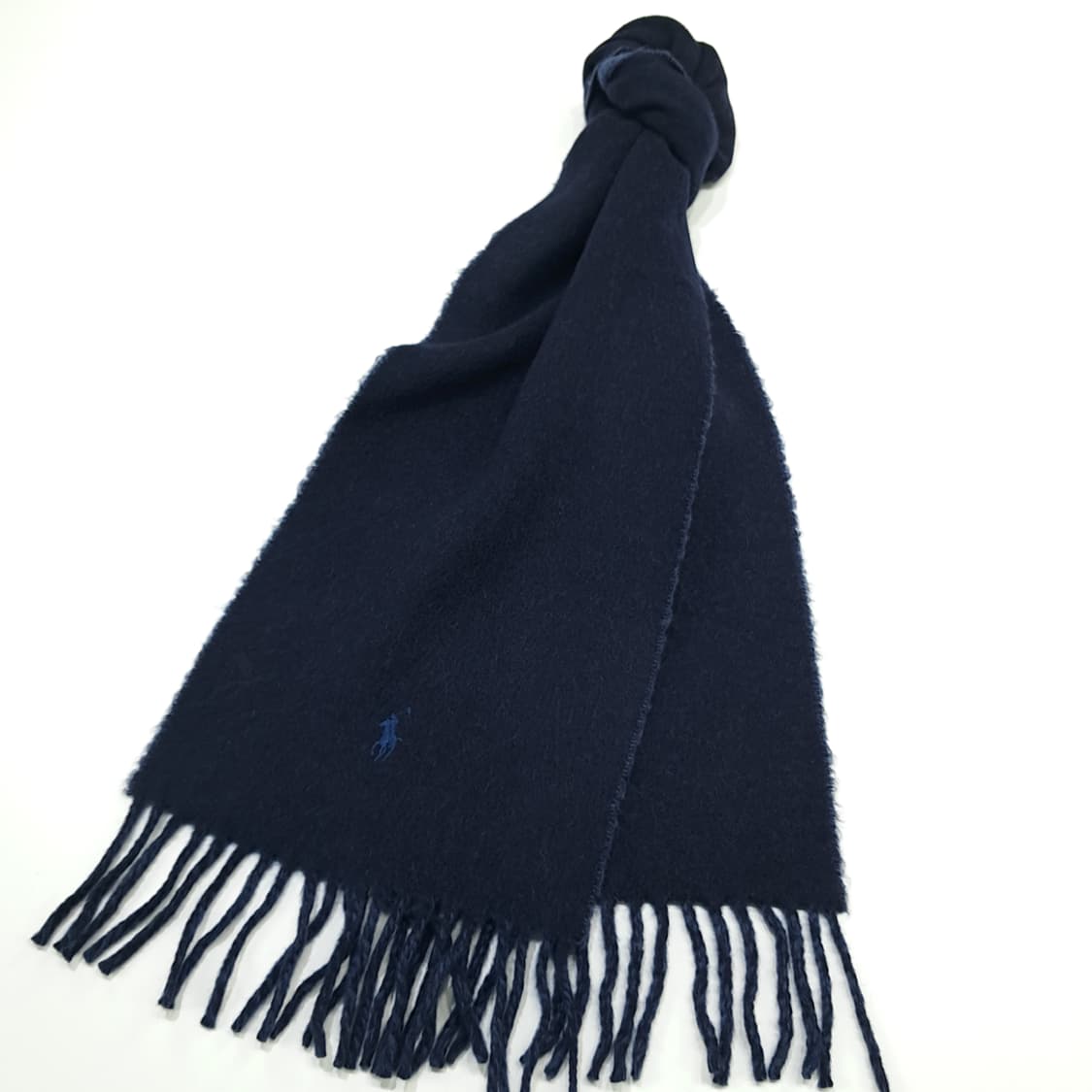 MX193 폴로 랄프로렌 다크네이비 로얄블루 램스울 양면 목도리 머플러 상품이미지3