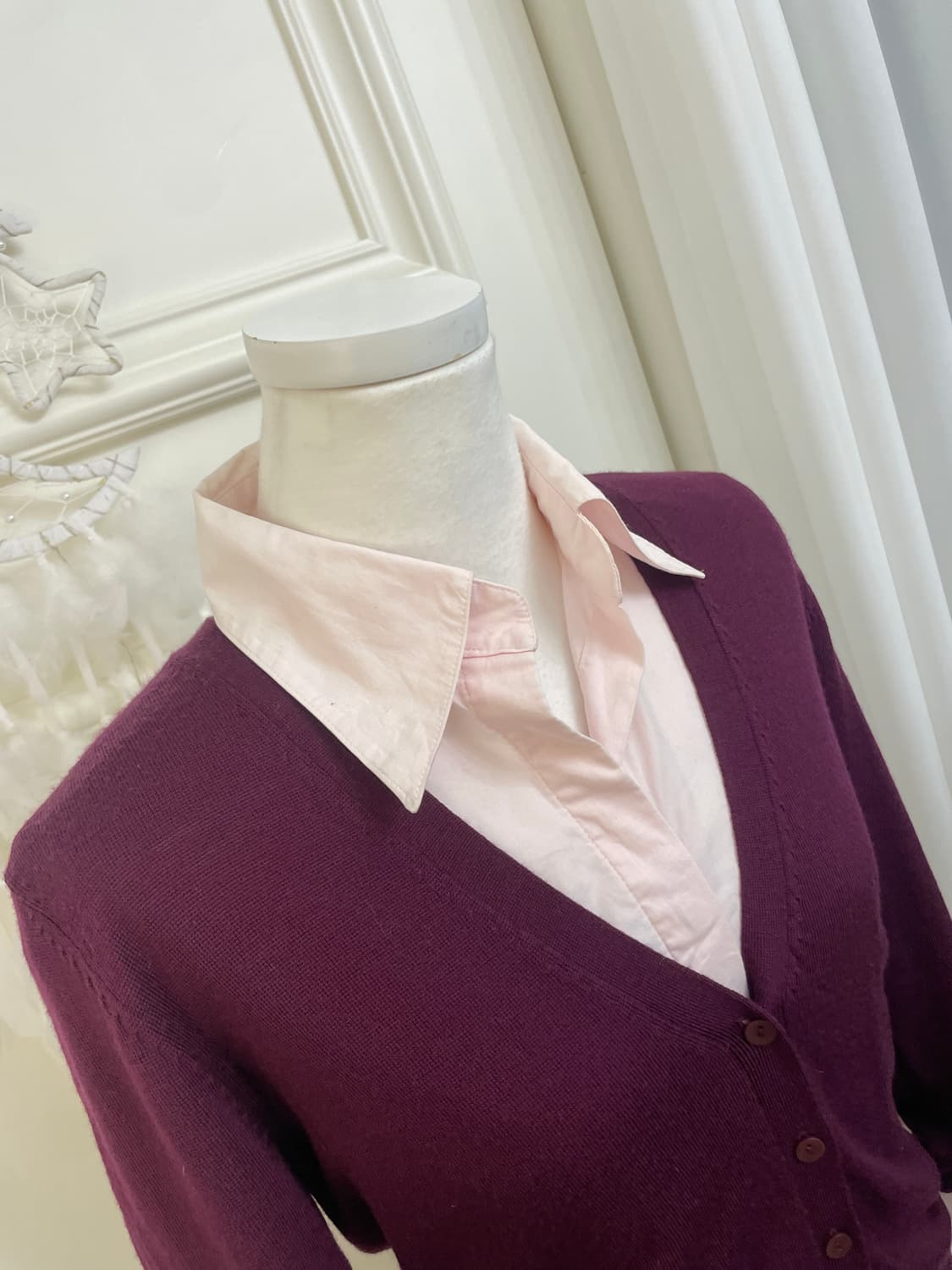 wine basic cardigan&coral pink basic shi 상품이미지8