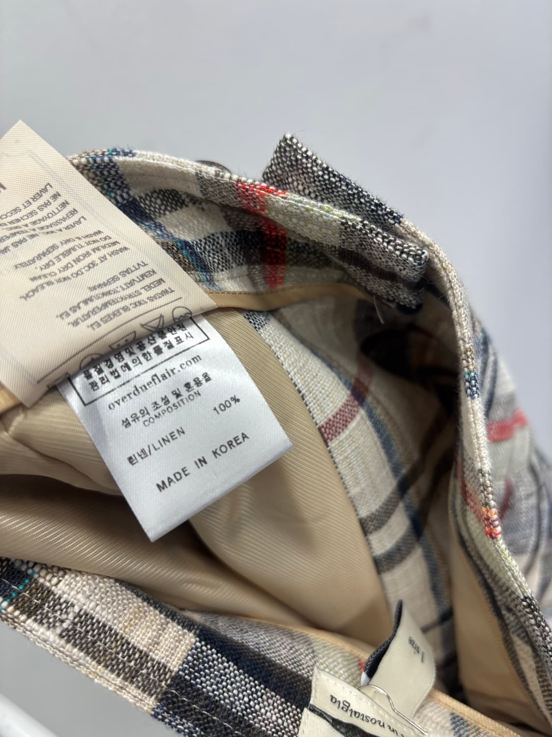 오버듀플레어(Overdue flair) 체크 린넨 슬릿 롱 스커트 상품이미지3