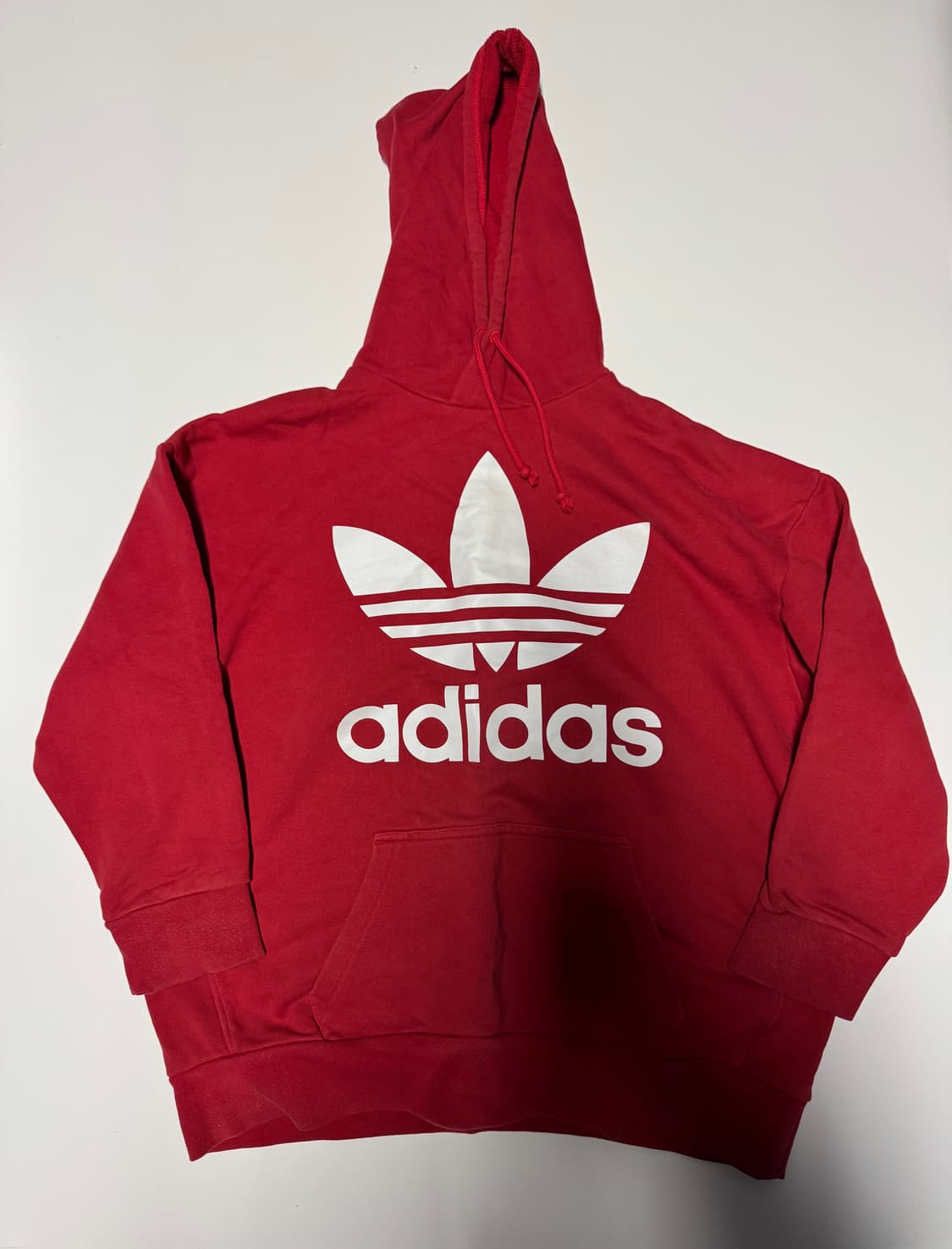 아디다스 트레포일 빅 로고 스웻 레드 후드티 L 상품이미지1