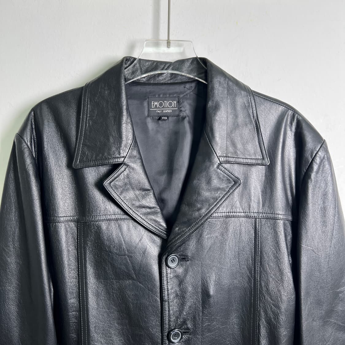 EMOTION 빈티지 블랙 소가죽 벨티드 자켓 100 상품이미지4